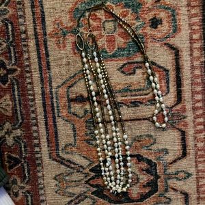 Pearl and bead layered necklace